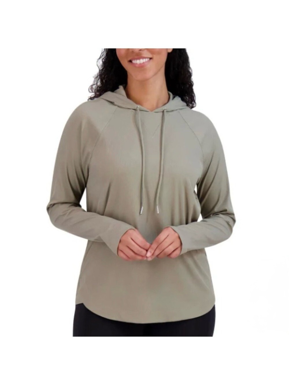NEW WITH TAGS-SAGE Collective Women's LongSleeve Lightweight Ribbed Green Hoodie